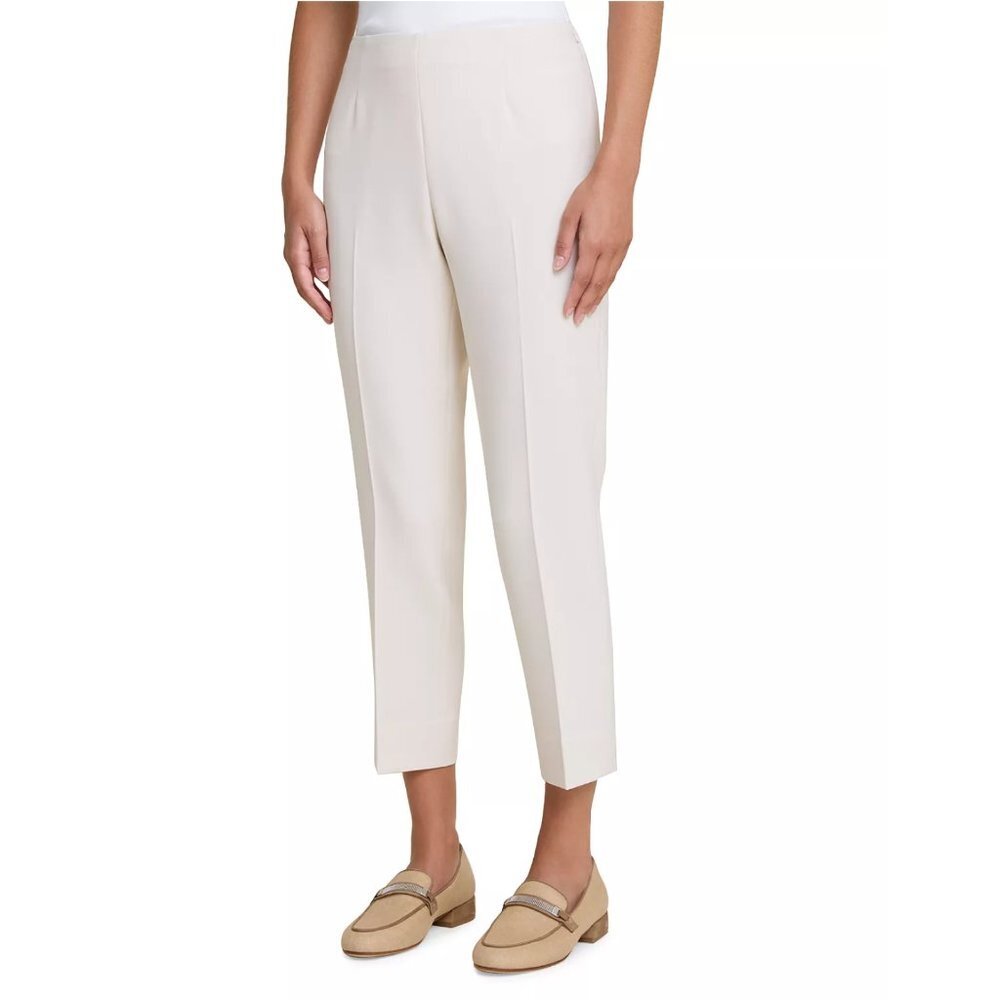 Peserico Cuffed Pants Womens 44 US 8 Khaki Beige Flat Front Side Zip Mid Rise